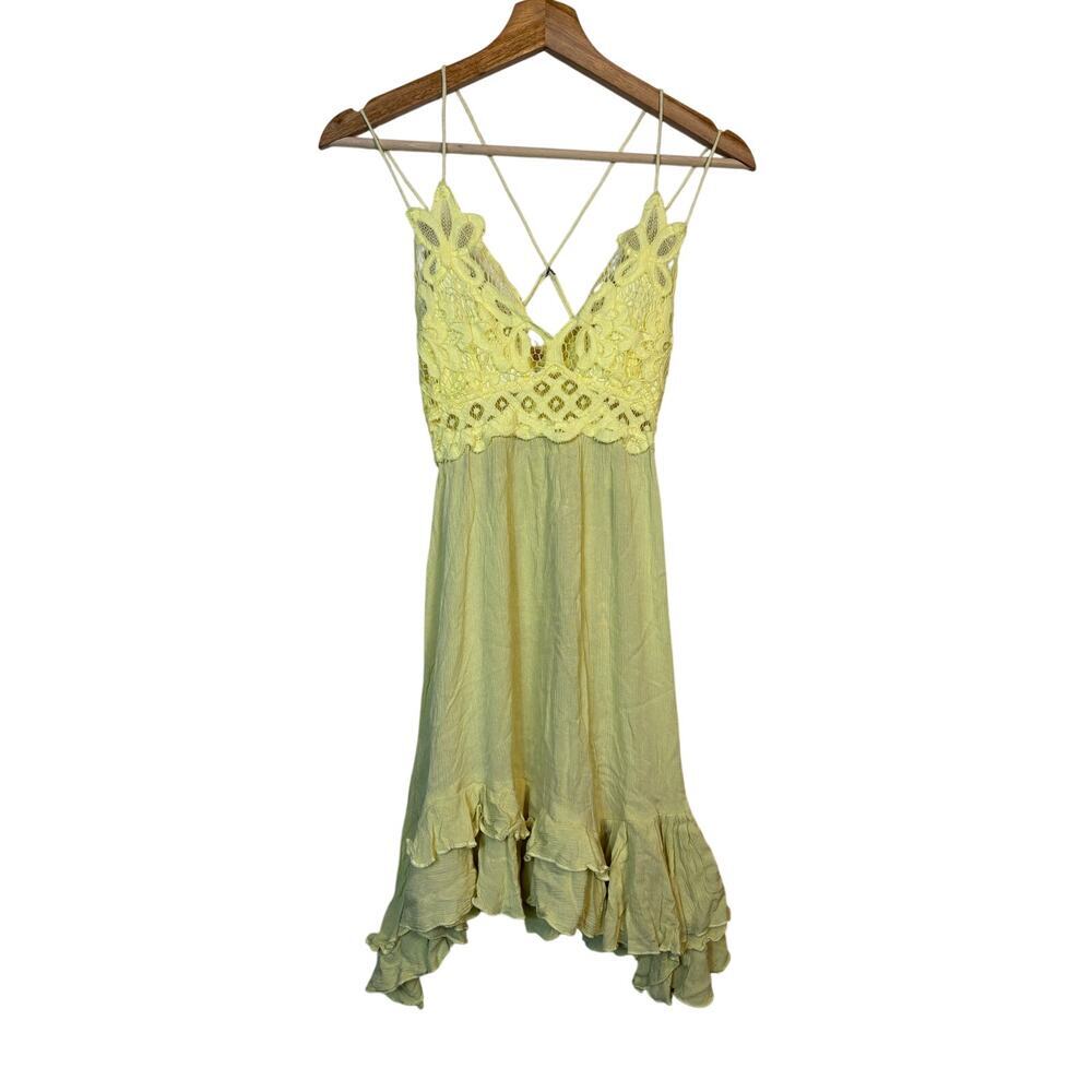 Free People Adella Slip Lace Dress XS Boho Sundress Flowy Fairycore Festival NWT - Picture 2 of 13